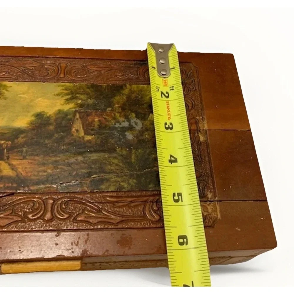 Vintage Wood Trinket Storage Jewelry Keepsake Box Distressed English Cottage